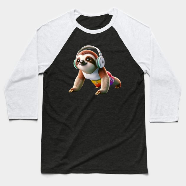 Groovy Sloth Beats – Slow Jams and Chill Vibes Tee Baseball T-Shirt by vk09design